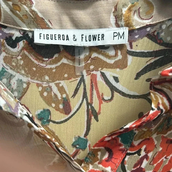 NWT FIGUEROA & FLOWER LONG SLEEVE FLORAL BLOUSE - Picture 5 of 8